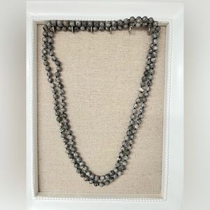 Grey and white stone beaded necklace
